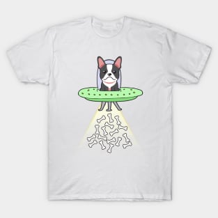 Funny french bulldog is flying a ufo T-Shirt